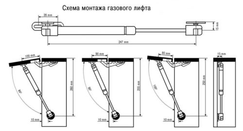 Инструкция по монтажу системы газлифт с разными углами открывания